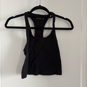 Abercrombie Ribbed Racerback Crop Tank Top - Black